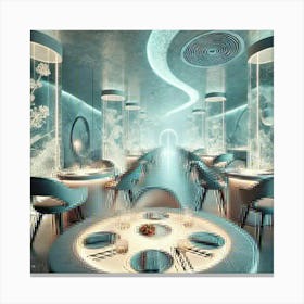 The Serene Ambiance Of A Futuristic Restaurant, Fe Canvas Print