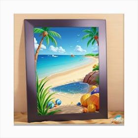 Default On The Beach 3 D Mosaic Painting Wall Art 3 Canvas Print