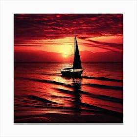 Sailboat At Sunset 23 Canvas Print