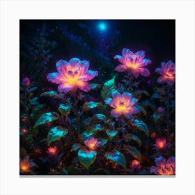 Glow In The Dark Flowers Canvas Print