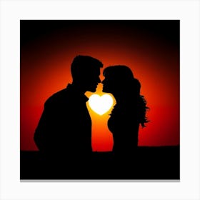 Couple Kissing At Sunset Canvas Print