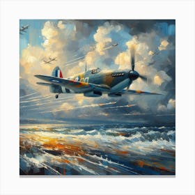 Spitfires Over The Ocean Canvas Print