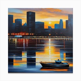 Sunset At The Harbor Canvas Print