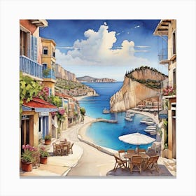 Greece Town Canvas Print