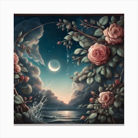 Roses At Night Canvas Print