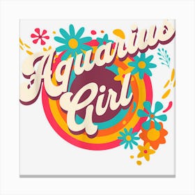 Groovy Retro Aquarius Zodiac Birthday Canvas Print