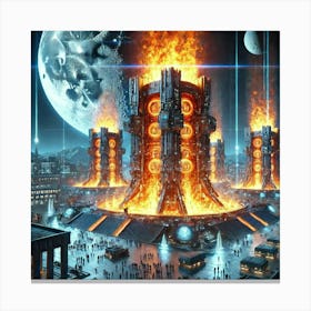 A Futuristic Science Fiction Depiction Of Moltenhe Flame Canvas Print