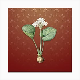 Vintage Cardwell Lily Botanical on Falu Red Pattern n.0729 Canvas Print