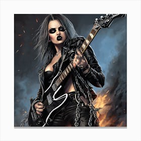 Heavy metal biker chick 1 Canvas Print