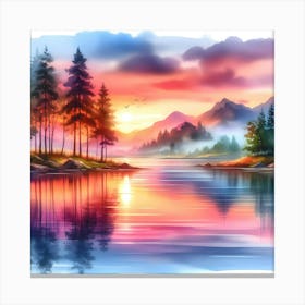 Watercolor Landscape Painting 7 Canvas Print