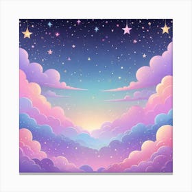 Sky With Twinkling Stars In Pastel Colors Square Composition 93 Canvas Print