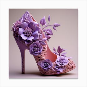 Purple Shoes With Flowers Canvas Print