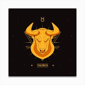 Taurus Zodiac Sign,Taurus Opulence: Vector Hand-Drawn Golden Logo Canvas Print