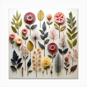 Handcrafted Floral Wall Art | 3D Botanical Decor | Modern Wall Sculpture in Earth Tones Canvas Print