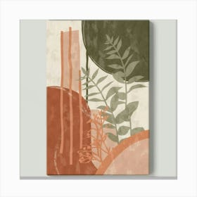 Abstract boho wall art in beige and green 9 Canvas Print
