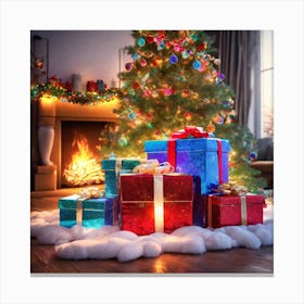 Christmas Tree With Presents 23 Canvas Print