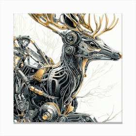 Deer With Gears Canvas Print