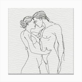 Couple Kiss drawing Canvas Print