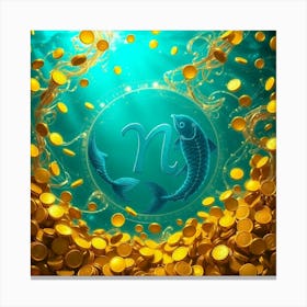 Fish and gold coins Canvas Print