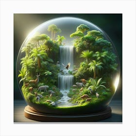 Waterfall In A Glass Globe Canvas Print