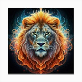 Lion On Fire 1 Canvas Print