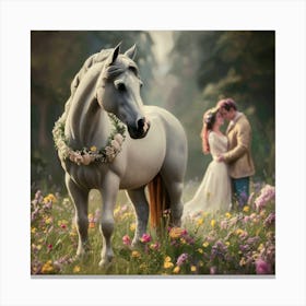 Horse And A Bride Canvas Print