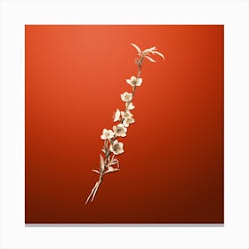 Gold Botanical Peach Blossoms on Tomato Red n.3518 Canvas Print