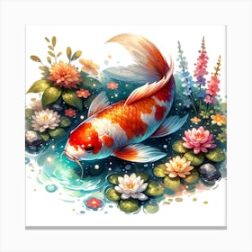 Koi fish swimming Canvas Print