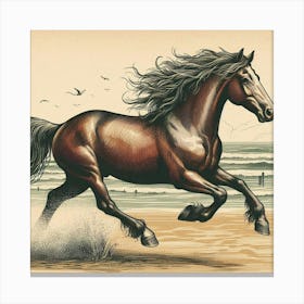 Horse Running On The Beach 1 Canvas Print