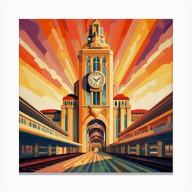 Art Deco train station from the glamorous era of train travel Canvas Print