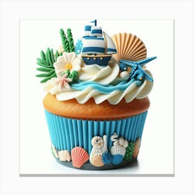 Cupcake With Seashells Canvas Print