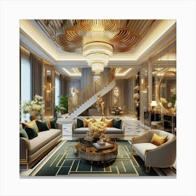 Gold Living Room Canvas Print