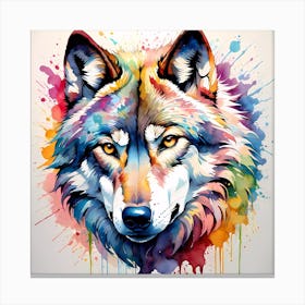 Vibrant Detailed Wolf Head Painting Canvas Print