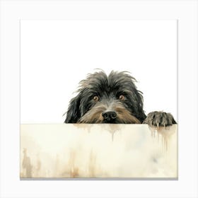 Dog Peeking Over The Wall 7 Canvas Print