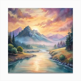 Sunset By The River Canvas Print