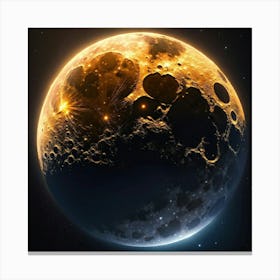 Bright Full Moon In Space Canvas Print