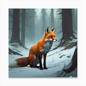 Red Fox In The Snow 8 Canvas Print