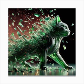 Cat from green glass 3 Canvas Print