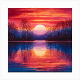 Sunset Over The Lake 1 Canvas Print