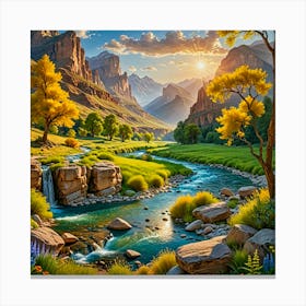 River In The Mountains Canvas Print