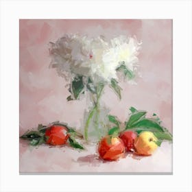White Flowers And Apples Canvas Print