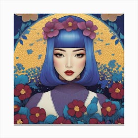 Asian Girl With Flowers 17 Canvas Print