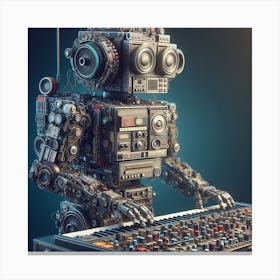 Robot Playing Music Canvas Print