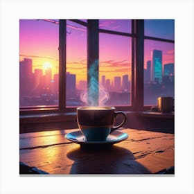 Coffee Cup In The Window Canvas Print