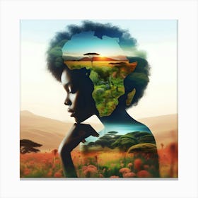 African Woman In A Field Canvas Print