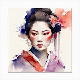 Watercolor Modern Geisha #3 Canvas Print