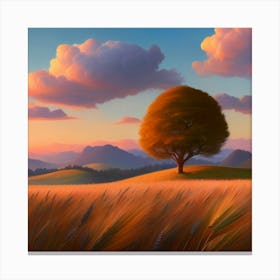 Lone Tree In A Field 1 Canvas Print