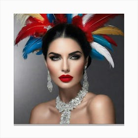 Woman With Feathers Canvas Print