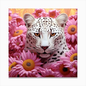 Leopard In Flowers Canvas Print