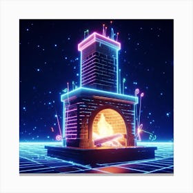 Neon Fireplace 4 Canvas Print